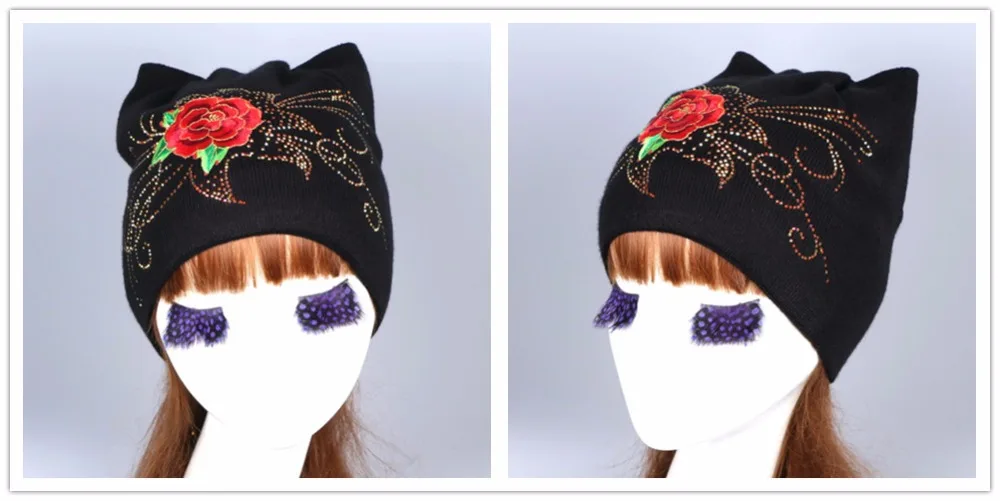 Женская Мода Шерсть зимняя шапка с лисой норки помпоном Роскошные Skullies девушка красоты шапочки Женская Повседневная Осень