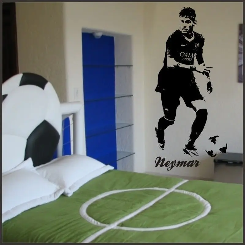 

Free shiping Neymar footballer Vinyl WALL STICKER Wall Decal Poster Vintage Children BEDROOM Wall Art Wall Stickers