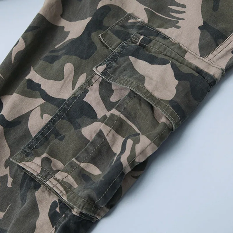 Летние мужские камуфляжные брюки с несколькими карманами эластичные бандажные