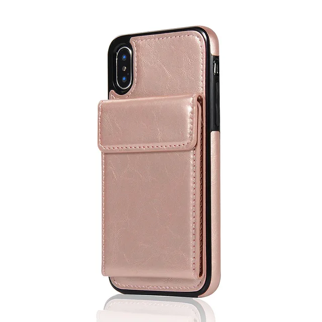 Rose Gold Кожаный флип-чехол для samsung S10e S10 S9 S8 Plus S7 Edge Note 8 9 чехол для iPhone XR X XS Max 6 6S 7 8 Plus чехол для телефона s - Цвет: Rose Gold
