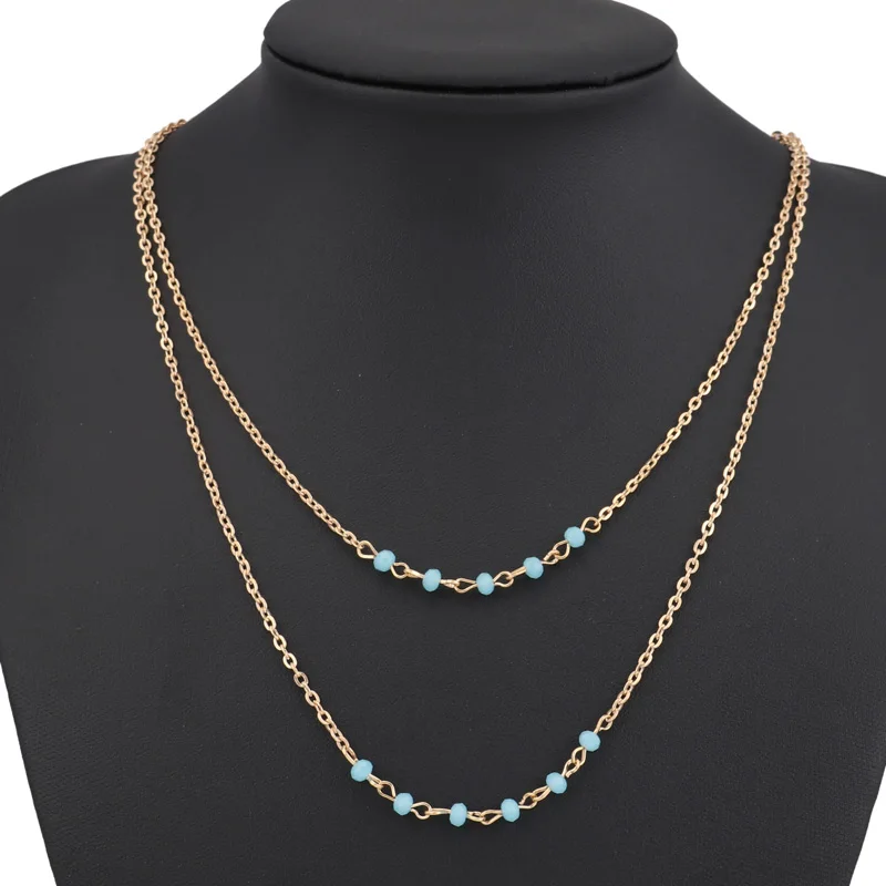 Женское Двухслойное ожерелье Seblasy золотого цвета с бусинами аксессуары для