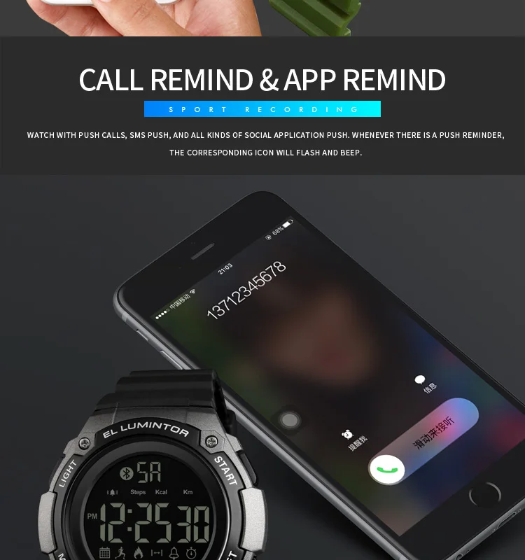 SKMEI умные спортивные часы, водонепроницаемые, bluetooth, подключаются, спорт, счетчик калорий, оповещение о звонке, камера, напоминание