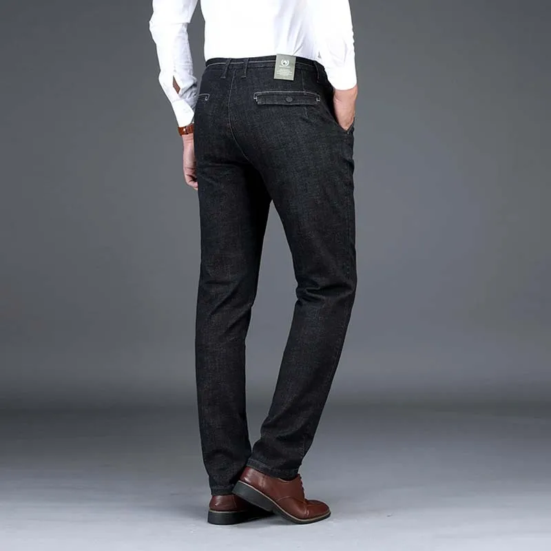 Джинсы мужские стрейчевые длинные брюки из денима с эластичным поясом прямые