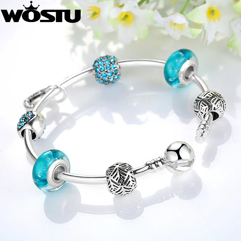 Хит продаж очаровательный браслет с голубым сердцем и для женщин модные