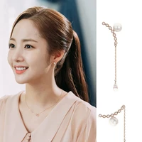 new fashion women korean tv star zircon cute simulation pearl drop earrings elegant rhinestone long line pendientes jewelry gift