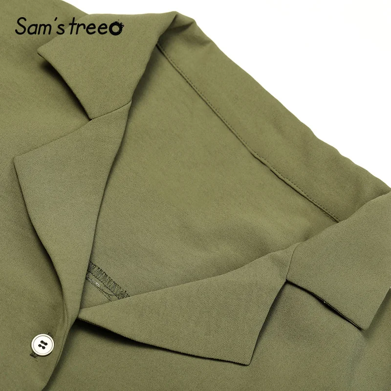 Sams Tree, женские комбинезоны, комбинезон с поясом, одноцветные зеленые пуговицы, боди, женские летние комбинезоны, женские комбинезоны размера плюс