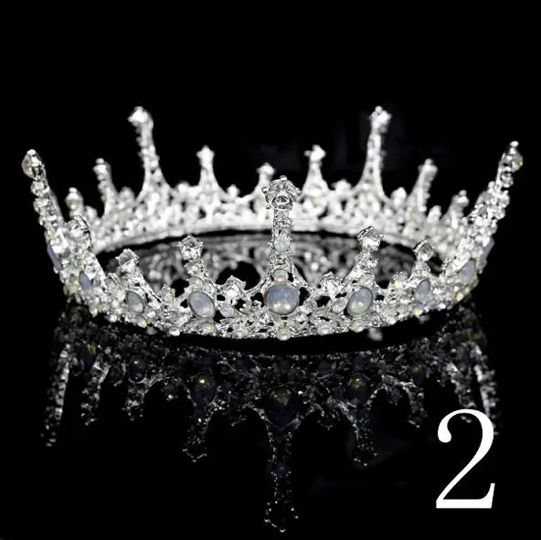 2 Роскошные серебряные стразы, жемчужная королевская диадема, Корона невесты, свадебная тиара, корона, головной убор, свадебные, вечерние аксессуары для волос, тиара - Окраска металла: 2
