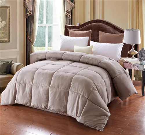 Grey comforter Зимнее утепленное пуховое одеяло 165*224 см, 224*224 см, 228*260 см, теплое покрывало для кровати, домашнее одеяло из текстиля, белое, черное, серое, размер США - Цвет: Grey comforter