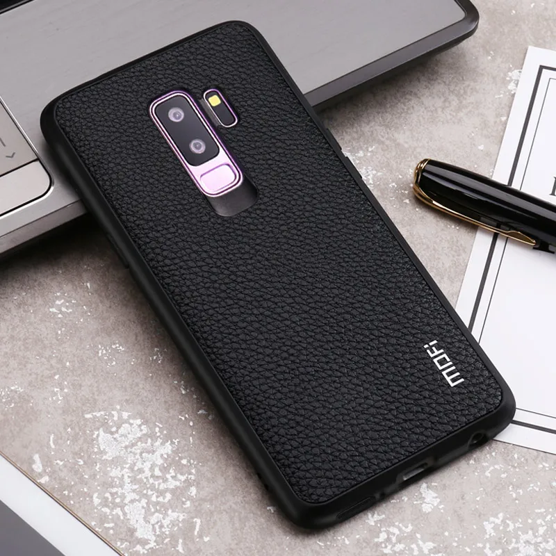 Чехол S9 Plus для samsung Galaxy S9, чехол Mofi для samsung Galaxy S9 Plus, чехол из ПУ кожи, задняя крышка, чехол - Цвет: Black