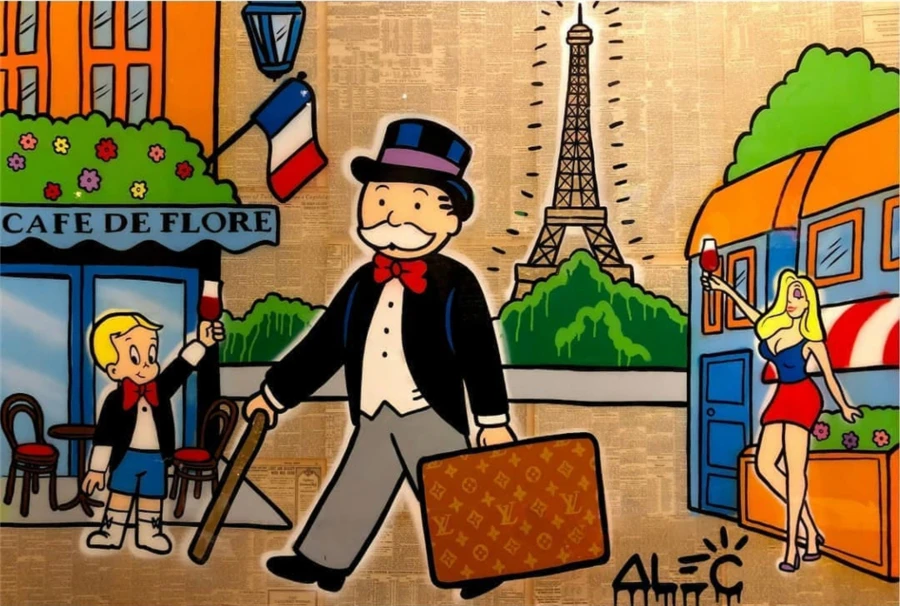 Alec Monopolys шоппинг в Париже HD настенный холст с печатью постера живопись