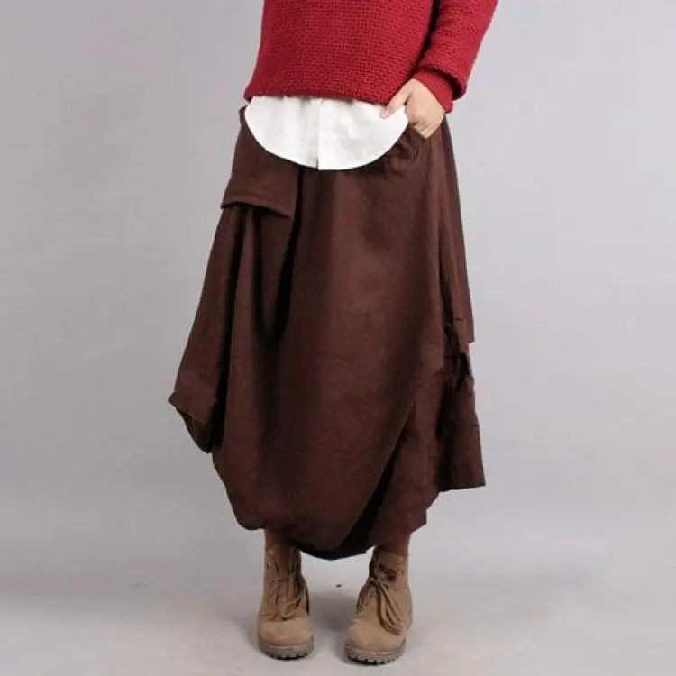 Женские винтажные Асимметричные Длинные юбки Бохо Cheshanf однотонные летние 2018|long