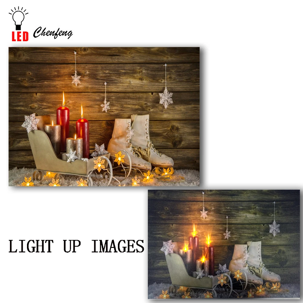 Фотообои Холст Искусство маленькие светодиодные светящиеся свечи со льдом