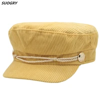 winter cotton women newsboy hat octagonal cap for fashion women beret autumn stripe male hat corduroy striped flat cap