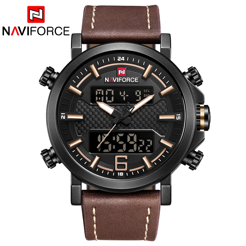 Часы NAVIFORCE мужские армейские кварцевые светодиодные аналоговые цифровые