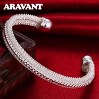925 silver vintage open cuff braceletbangle for women wedding fashion jewelry