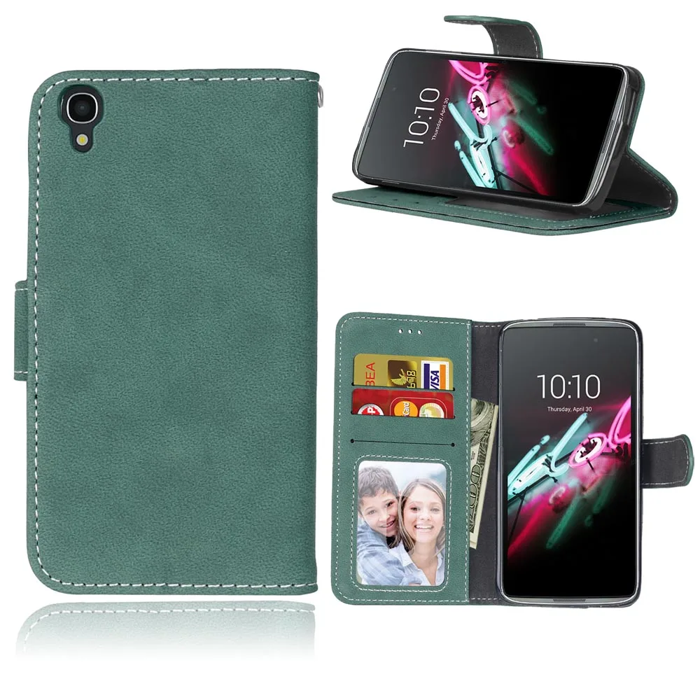 Кожаный чехол-портмоне на застежке в стиле ретро чехол для Alcatel OneTouch idol 3 4,7 дюймового One Touch 6039 6039A 6039K 6039Y телефон чехол s сумка чехол - Цвет: Green