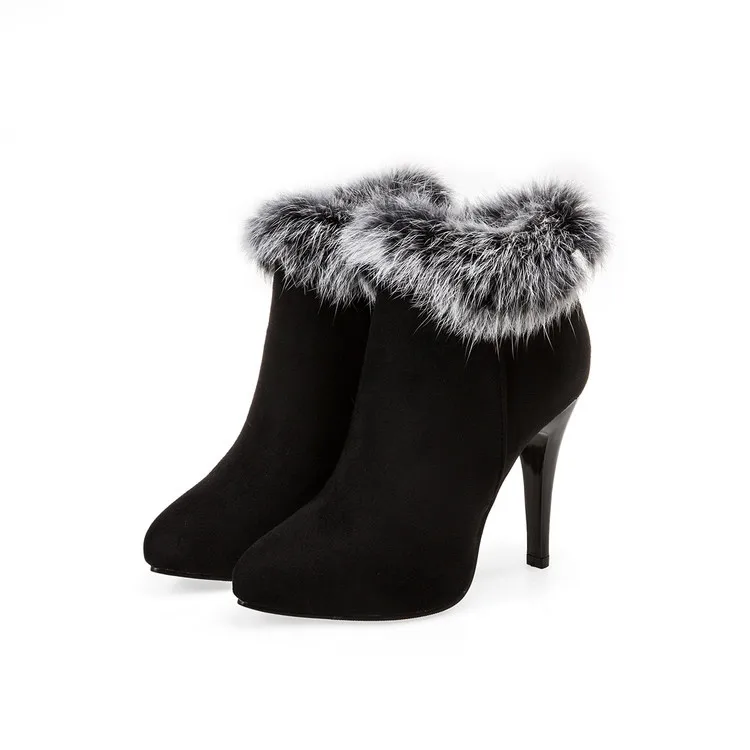 Martin boots of new fund 2017 autumn winters is fine with side zipper joker female rabbit hair short | Обувь
