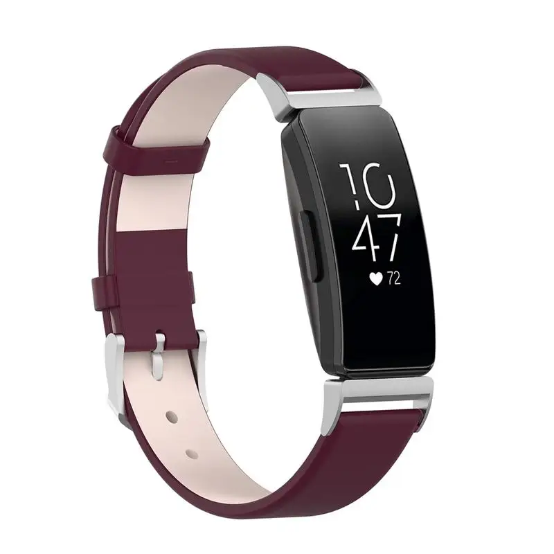 Purple Подлинный кожаный браслет для часов Ремешок Для Fitbit Inspire/Fitbit Inspire HR фитнес-трекеры Высокое качество для часов - Цвет: Purple