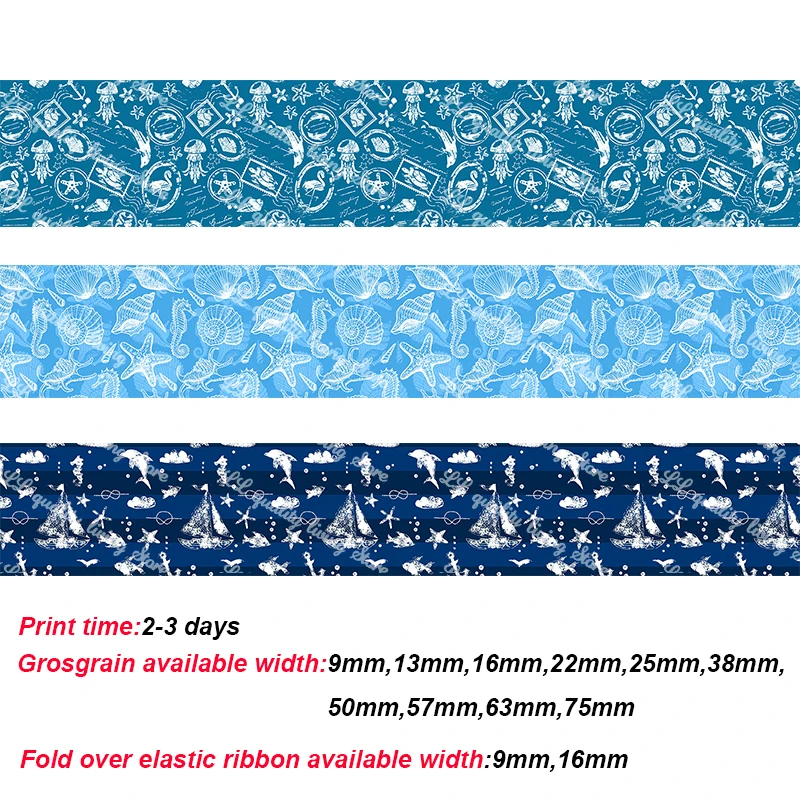 

New design blue ocean grosgrain ribbon sea Anchor Series ribbons gift wrap ribbons DIY headwear hair bows accessories 50 yards