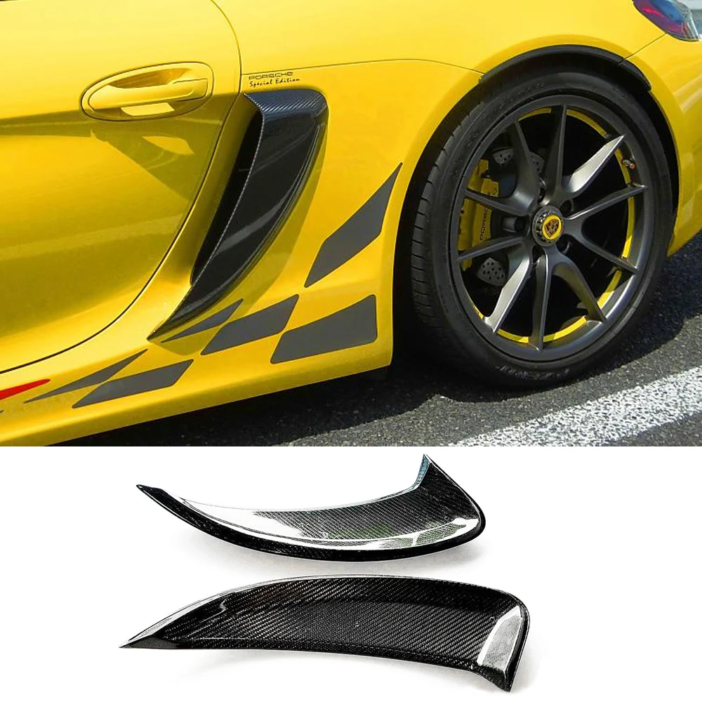 Углеродное волокно для Porsche 981 Cayman сторона Впускной воздуховод Vent глянцевое