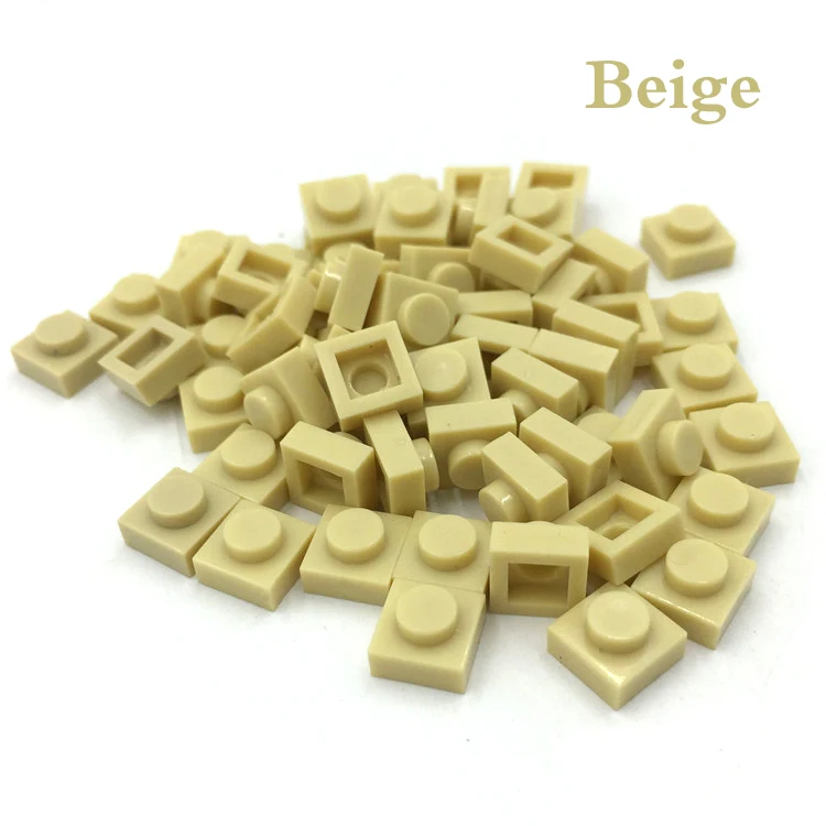 Beige Умная пластина 1x1, строительный блок, часть, сделай сам, логотип, qr-код, игрушка для детей, 48 различных цветов, совместима с основным брендом, 3024, 588 шт./лот - Цвет: Beige
