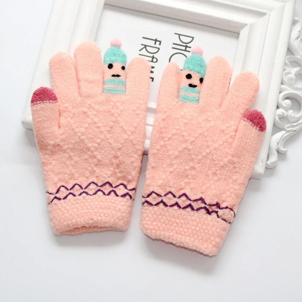 Малышей детские варежки Симпатичные толщиной шить смайлик мультфильм девочка