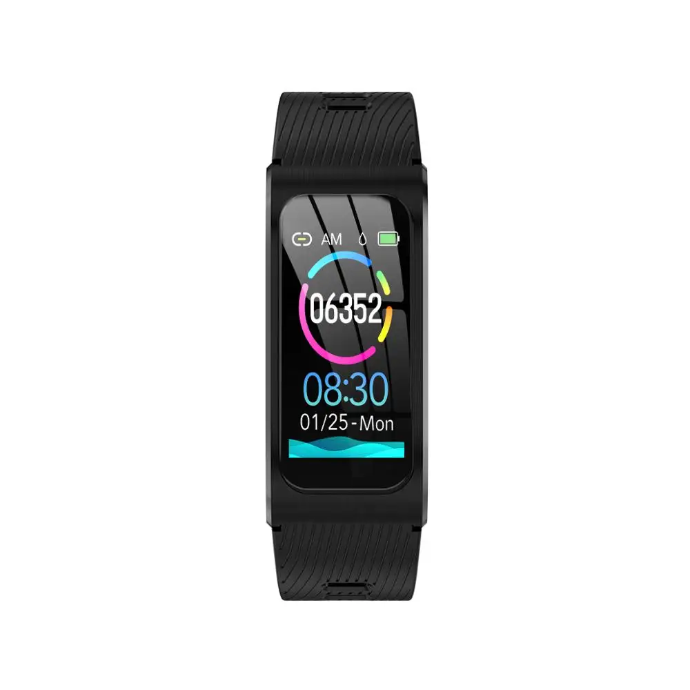 black silicone Vorke VK7 Смарт-часы 1,14 дюймов сенсорный экран IP68 фитнес-трекер измерение кровяного давления смарт-браслет для Android и IOS - Цвет: black silicone