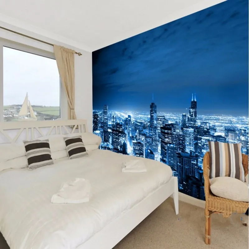

Beibehang Modern largescale murals 3D wallpaper bedroom living room TV background KTV Night City 3D Custom size 3d wallpaper