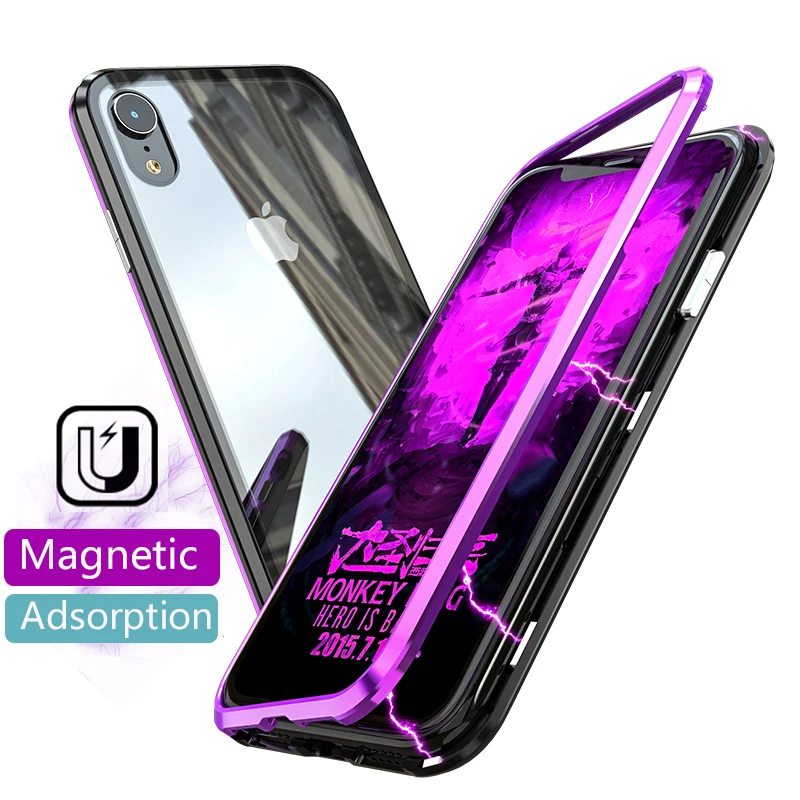 Чехол из прозрачного закаленного стекла с магнитной адсорбцией для Apple iPhone X XS Max XR