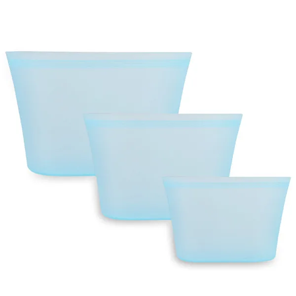 Light Blue Bowl 3pcs 3 шт силиконовые контейнеры для хранения продуктов на молнии, герметичные свежие чаши, многоразовые закрывающиеся пакеты на молнии для фруктов и овощей - Цвет: Light Blue Bowl 3pcs