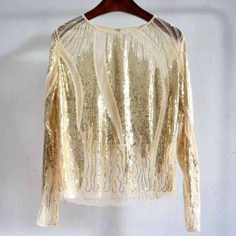 Блузка женская с длинным рукавом и блестками|blouse fashion|fashion blousesblouses tops |