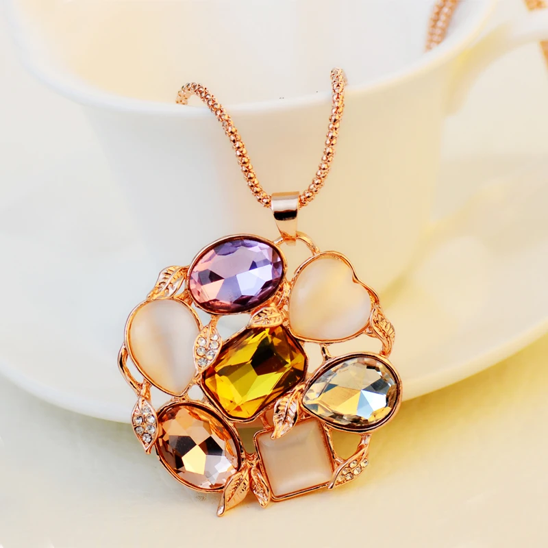 

MIARA.L Jewelry sweater chain long imitation crystal sweater necklace female Korea long necklace wild rhinestone accessories