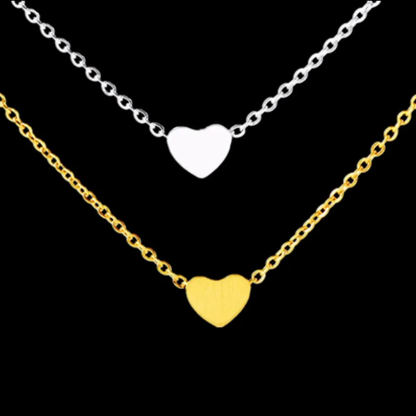 Wholesale 10piece Tiny Gold Heart Necklace Pendant Stainless Steel Women Men Wedding Jewelry Dainty Love Forever Choker|heart choker|choker