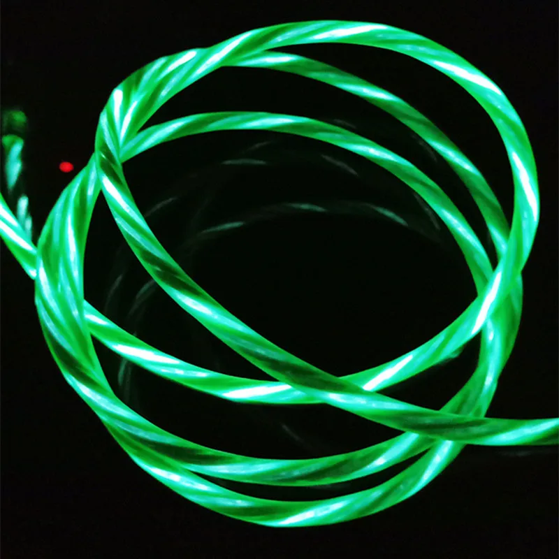 green color Кабель для быстрой зарядки для Xiaomi Mi 5 Oneplus 6 usb type-C, светодиодный кабель usb type C для samsung Galaxy S9 S8 Note 8 Plus - Тип штекера: green color