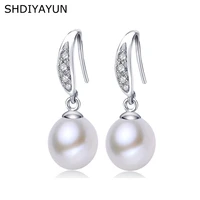 shdiyayun pearl earrings water drop earrings freshwater pearl zircon 925 sterling silver jewelry for women fashion accessories