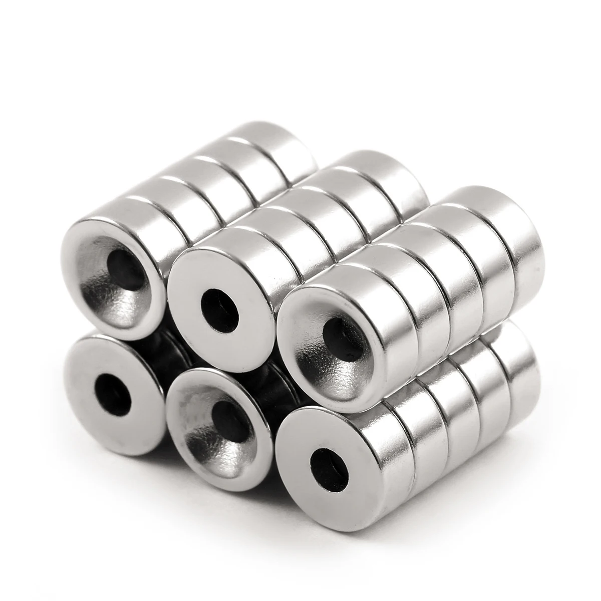 ZOOFOXS 5pcs 12 x 5 mm Hole 4mm Small Round Counstersunk Ring Neodymium Magnet Craft Permanent Rare Earth Magnets 12*5-4mm