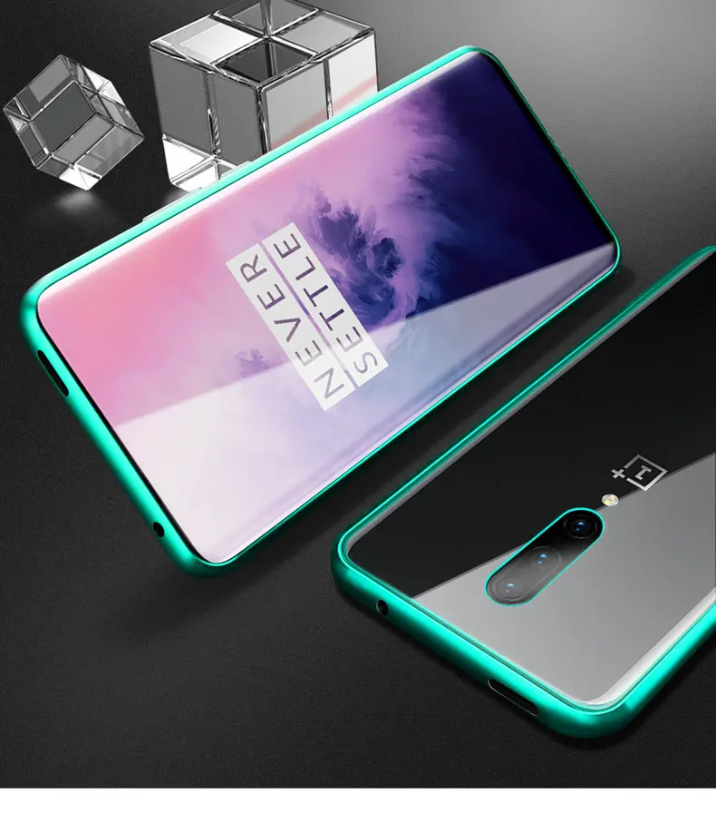 360 Полный Магнитный чехол для телефона для Oneplus 7 7 Pro Coque алюминиевая металлическая рамка чехол бампер двухсторонний стеклянный чехол для Oneplus 6