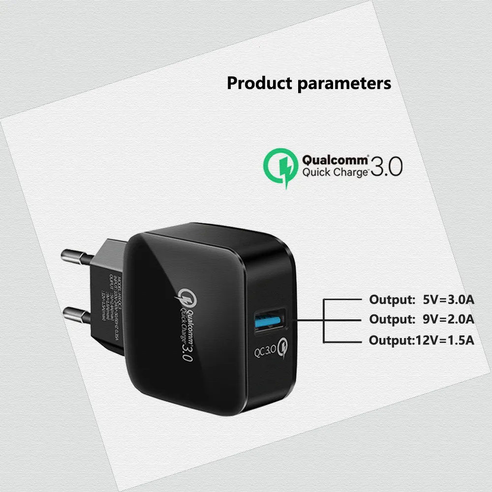 Быстрое зарядное устройство QC3.0 с одним USB улучшенное издание адаптация быстрая