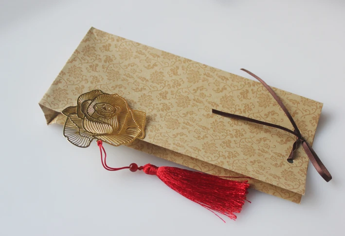 Латунная Закладка Роза кисточка китайский стиль креативный подарок 1 шт|Закладки