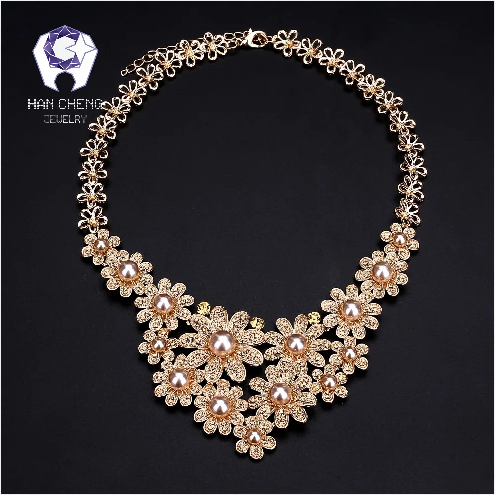 Новое модное ожерелье-чокер HanCheng с жемчугом в металлическом корпусе женские