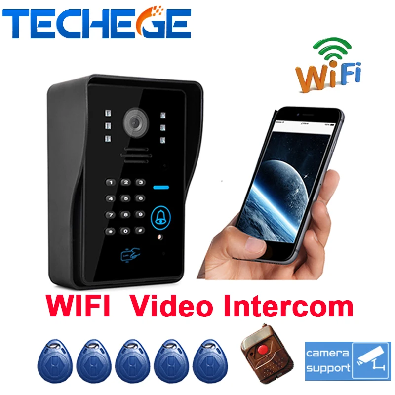 2016 Беспроводной сенсорный водонепроницаемый WI-FI Видео-телефон двери интерком