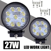 led work light 27w 6500k led driving light waterproof round led spotlight for car offroad 4x4 suv atv motorcycle auto spotlight