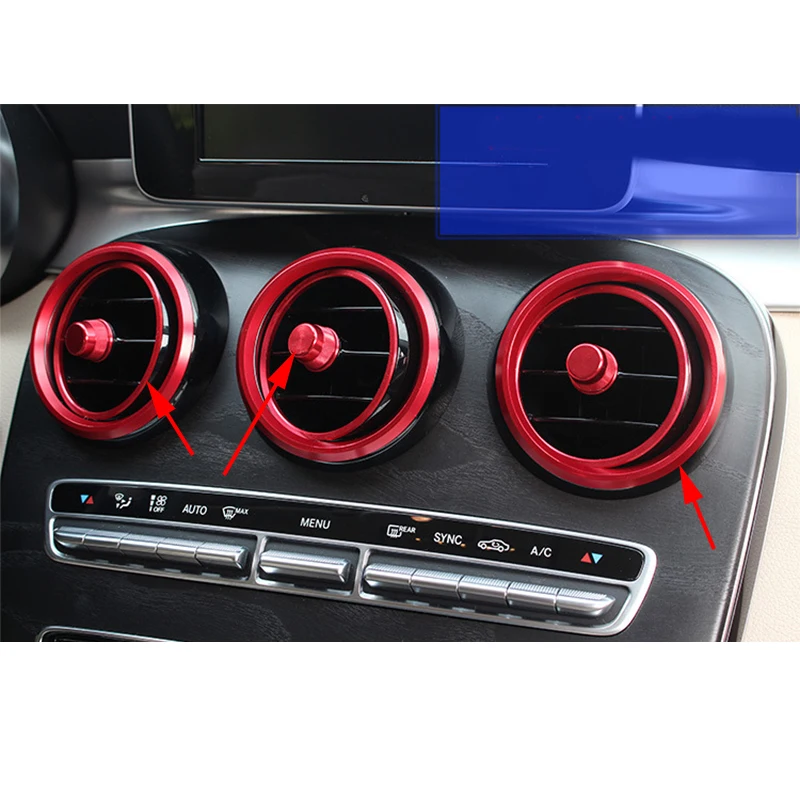 

Front Rear Air Vent Outlet Ring Cover Trim For Mercedes Benz GLC Class X205 2016-2017 & C Class W205 2015-2017