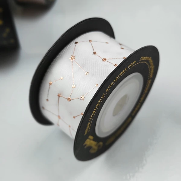 constellation-white 25 мм ширина Блестящая лента на заказ Созвездие любовь звезда печать лента Декоративный букет цветок магазин 5 метров/рулон - Цвет: constellation-white