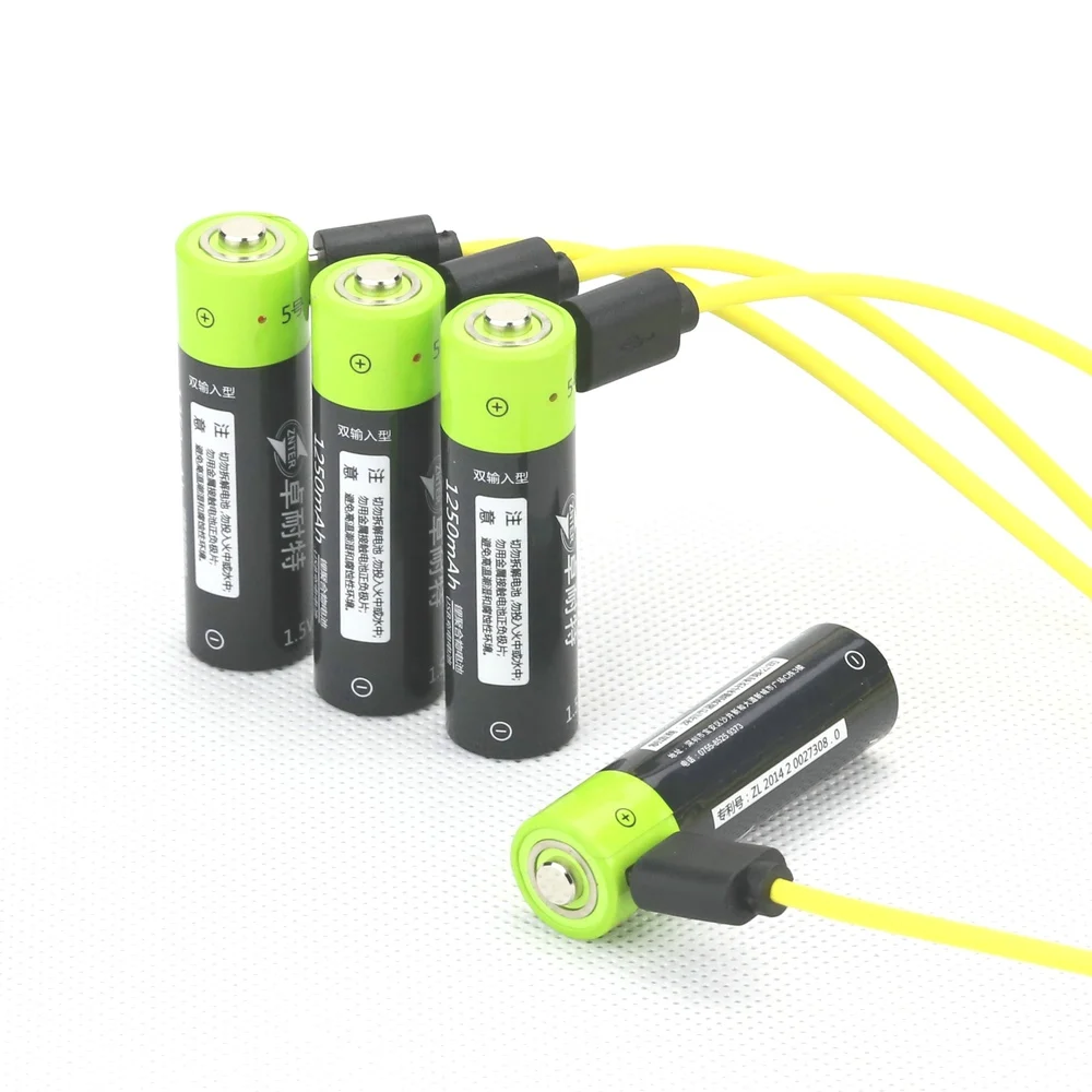 2 шт ZNTER 1,5 V AA usb аккумулятор 1700mAh литий-полимерный литий-ионный аккумулятор с USB кабелем