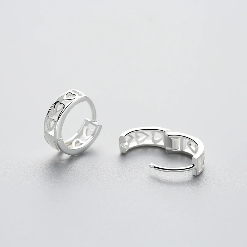 INZATT Real 925 Sterling Silver Hoop Earrings Cute Heart Pattern Trendy For Samll Women Accessories Jewelry Girlfriend Gift | Украшения и