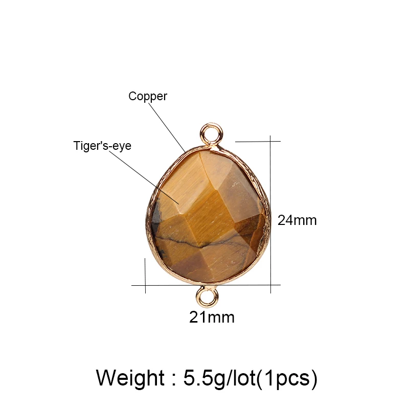 21*24mm 1pcs Natural Stone Charms Pendant Brown Tiger's Eye Water Drop Double Hole Connector For DIY Jewelry Finding Accessories |
