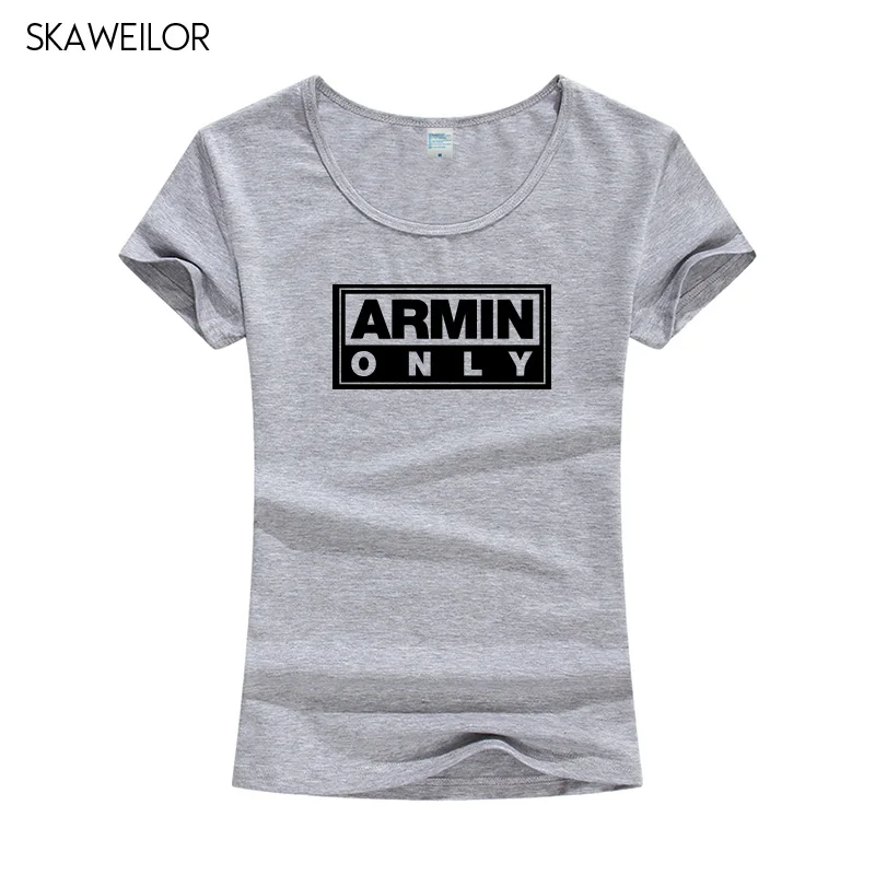 Armin Van Buuren Футболка с принтом женские летние топы с короткими рукавами футболки хлопковые повседневные облегающие футболки Camiseta Femenina - Цвет: Gray