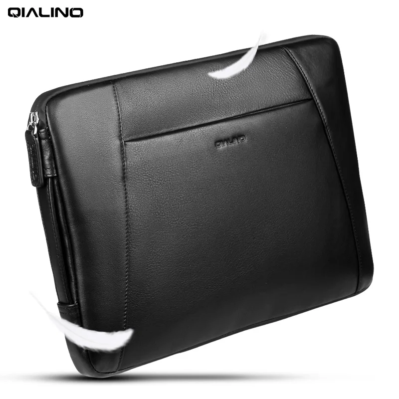 Портфель QIALINO из натуральной кожи для ноутбука тонкий гладкий чехол 13 дюймов