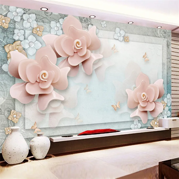 3d минималистский фон для телевизора с розами современная настенная ткань